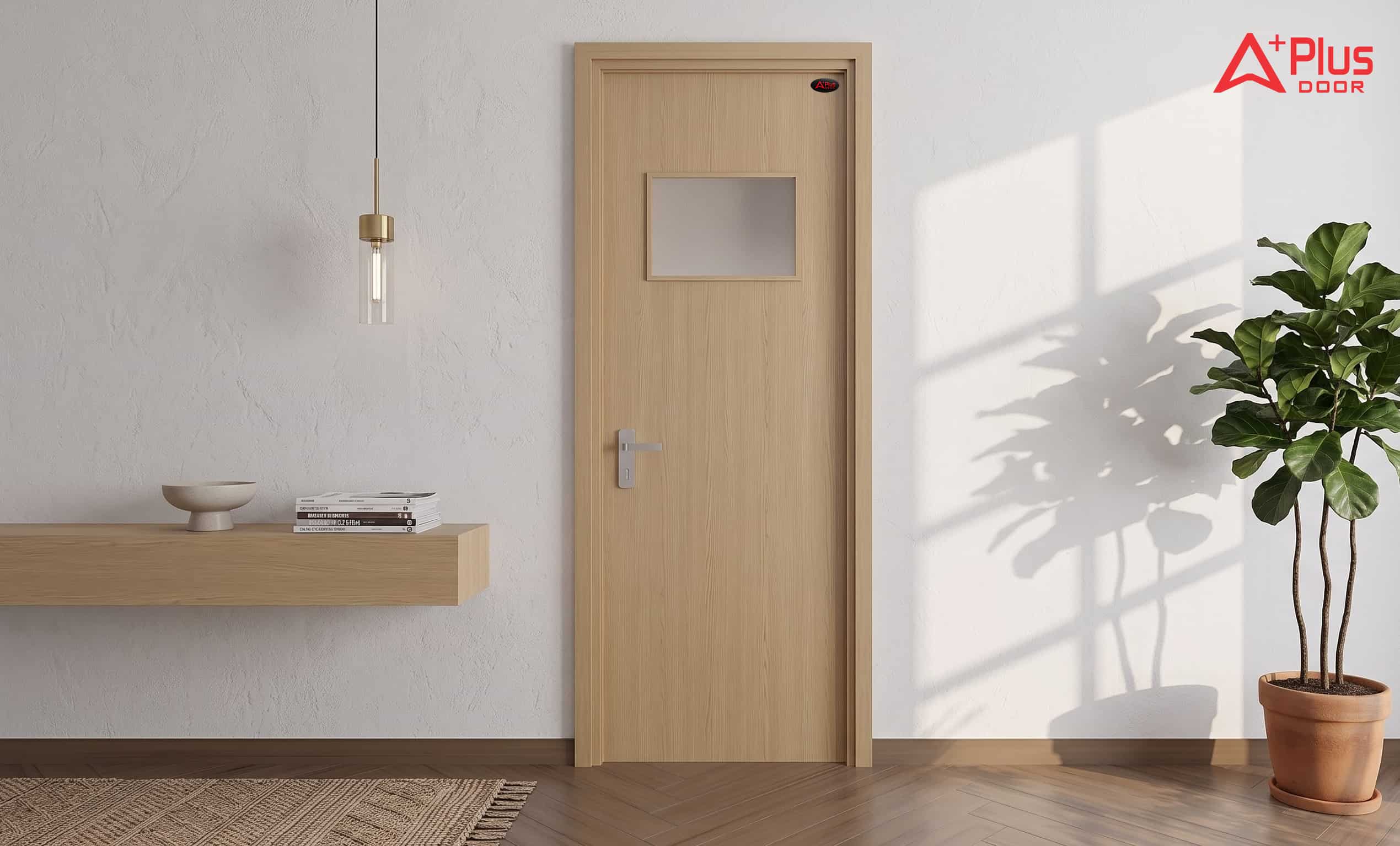Cửa Composite Sồi Thu Phong A1-01 ô kính