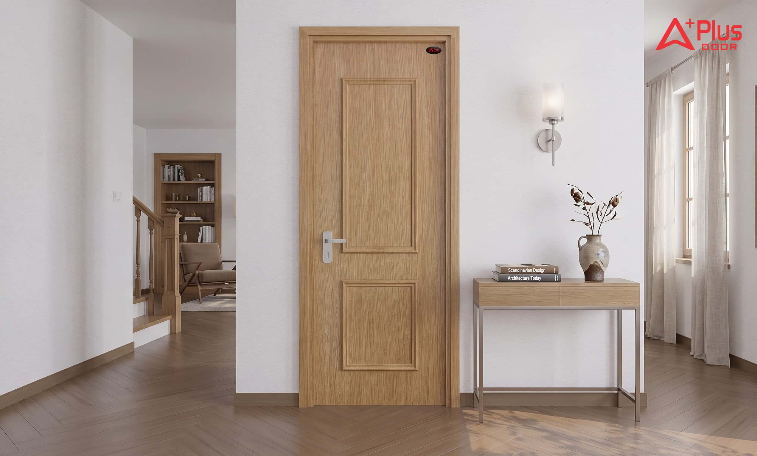 Cửa Composite Sồi Ánh Mạch A1-02 kiểu panel hoặc phào