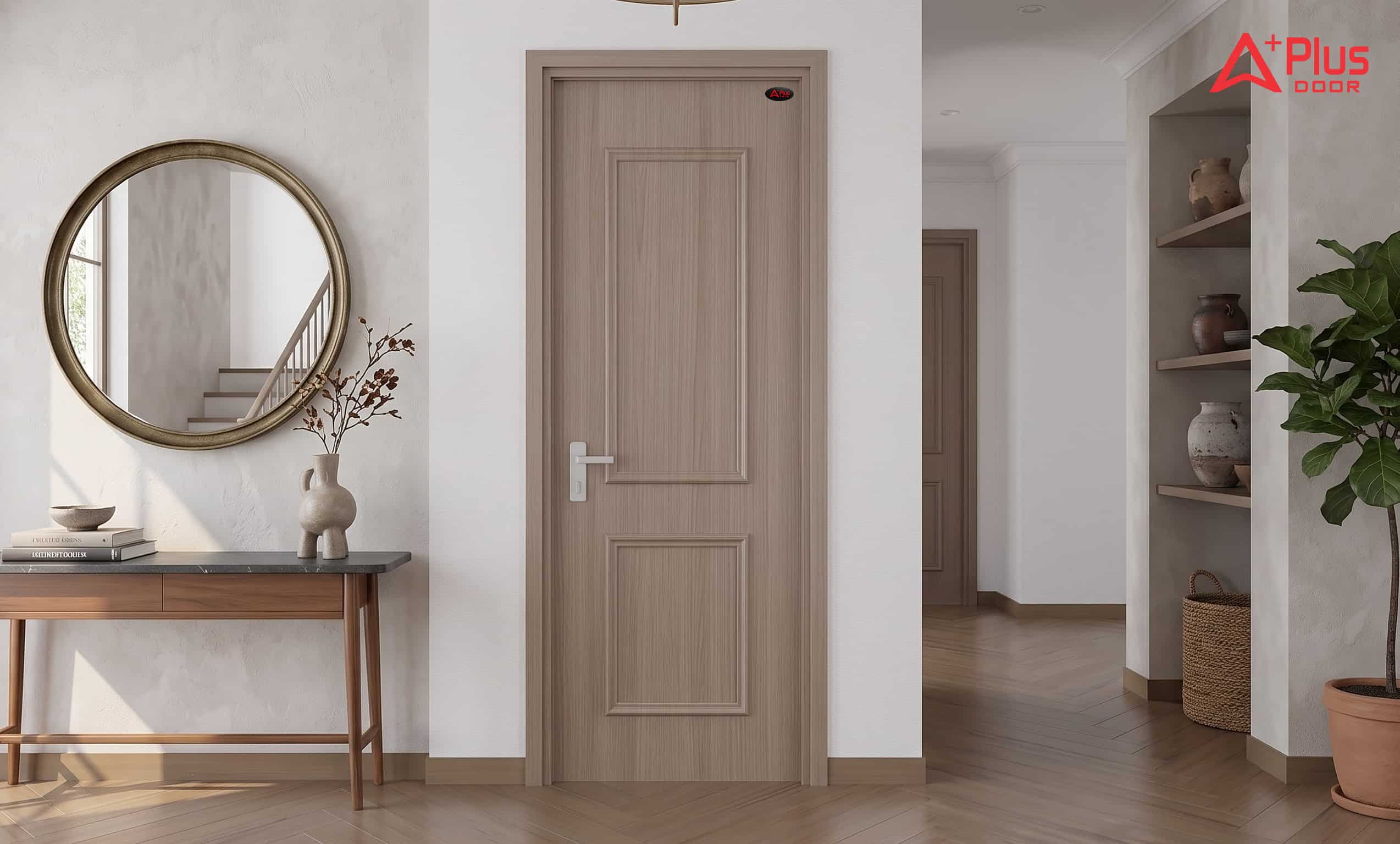 Cửa Composite Óc Chó Sương Khói A1-03 kiểu panel hoặc phào