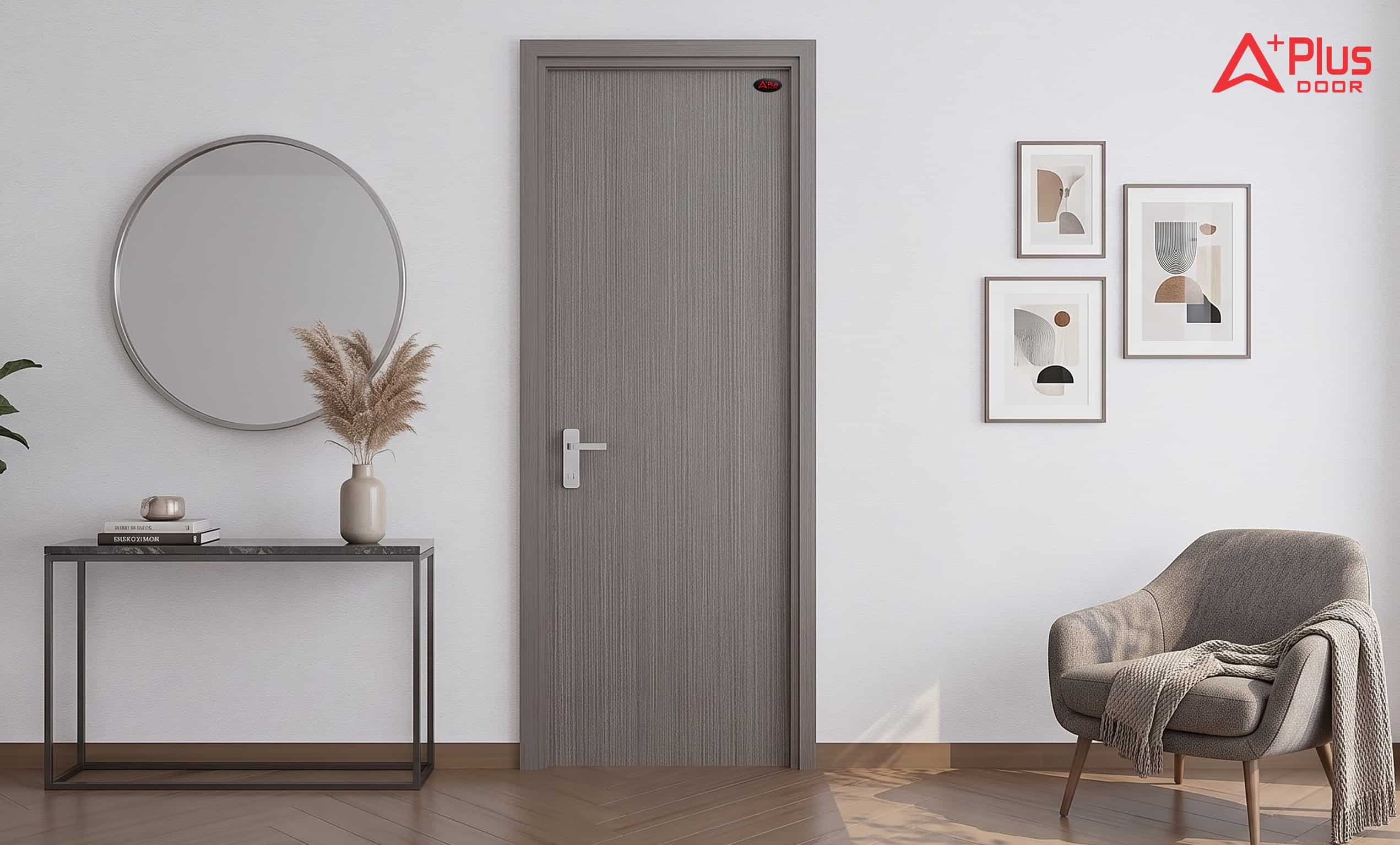 Cửa Composite Óc Chó Ngân Khói A1-04 trong không gian nội thất