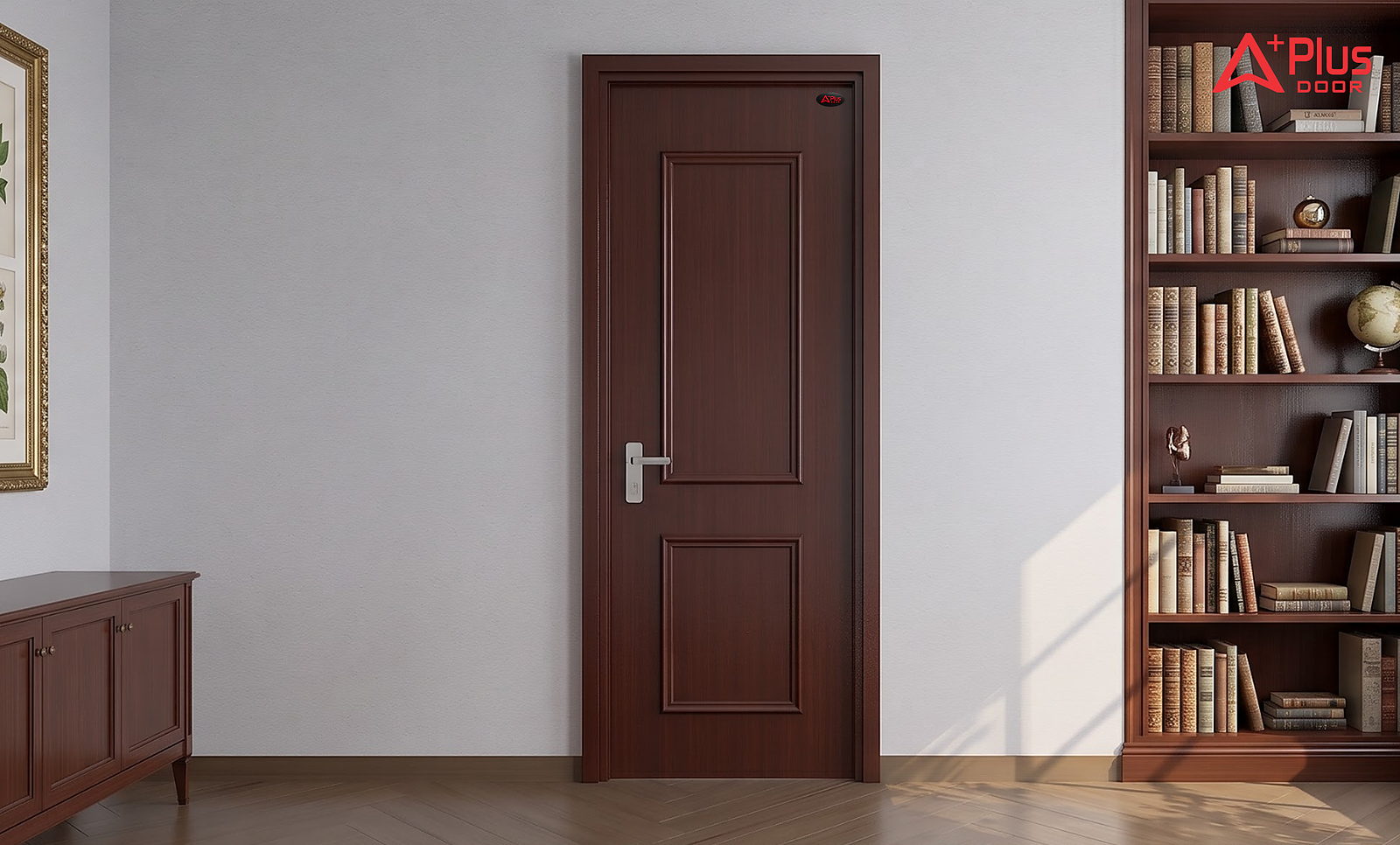 Cửa Composite Tử Đàn Đỏ A1-08 kiểu panel