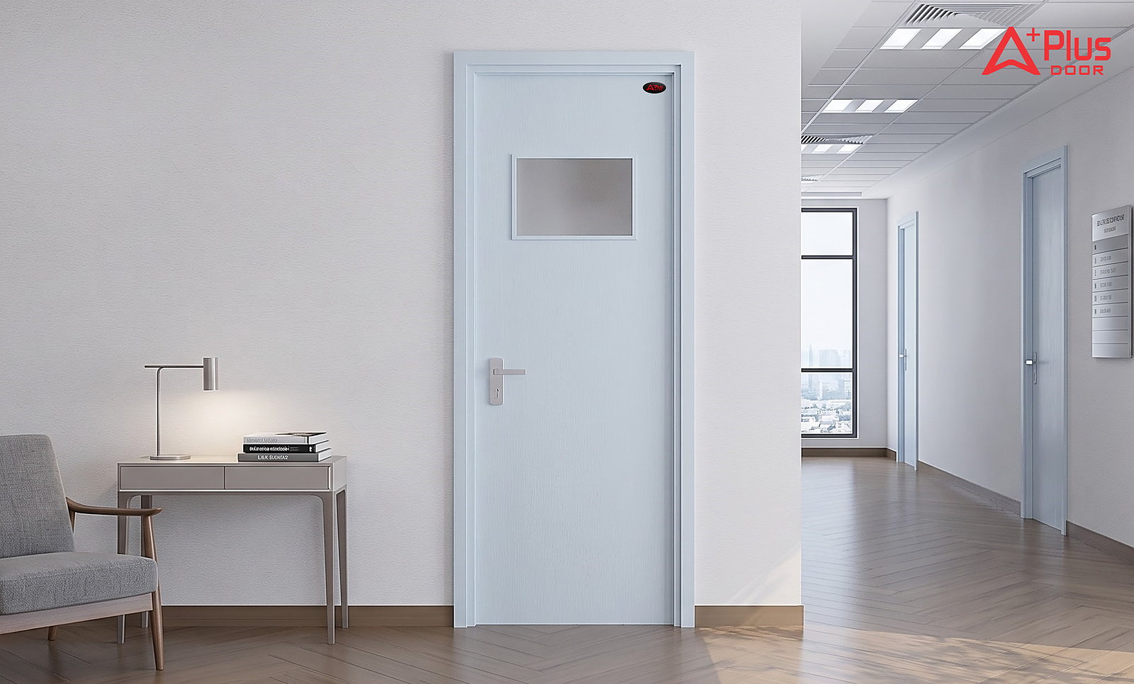Cửa Composite Lam Sương A1-13 ô kính